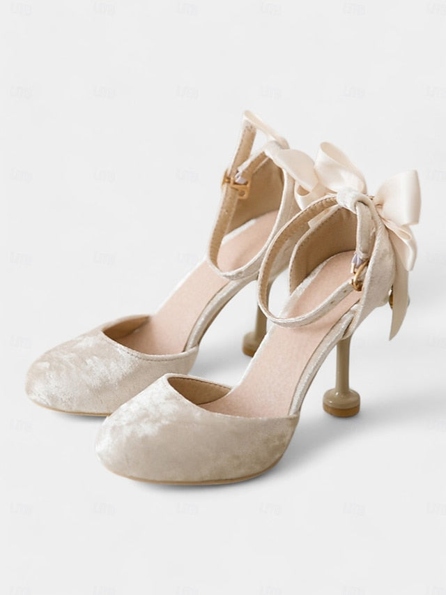 Mary Velvet Heels Burgundy Bow Jane Women's and with Big