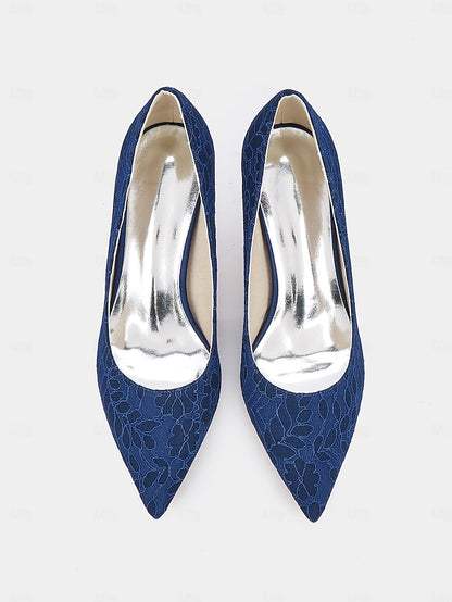 Lace-Embroidered Women's Pointed-Toe - Stiletto Heels