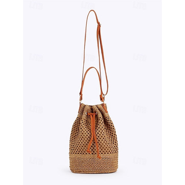 Bag - with Tote Women’s Summer Woven Drawstring Stylish Bucket