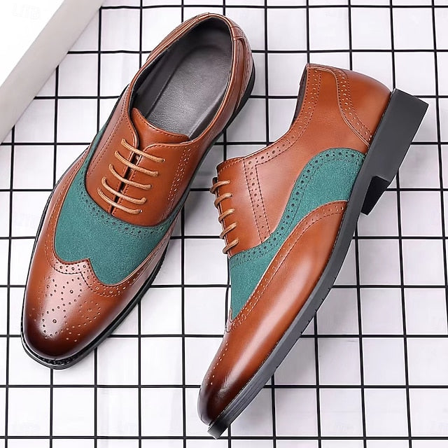Shoes Men's and Brown – Green Wingtip Two-Tone in Oxford