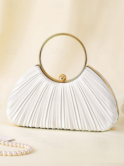 Ring Clutch Pleated - with Handle Elegant Gold Velvet Green