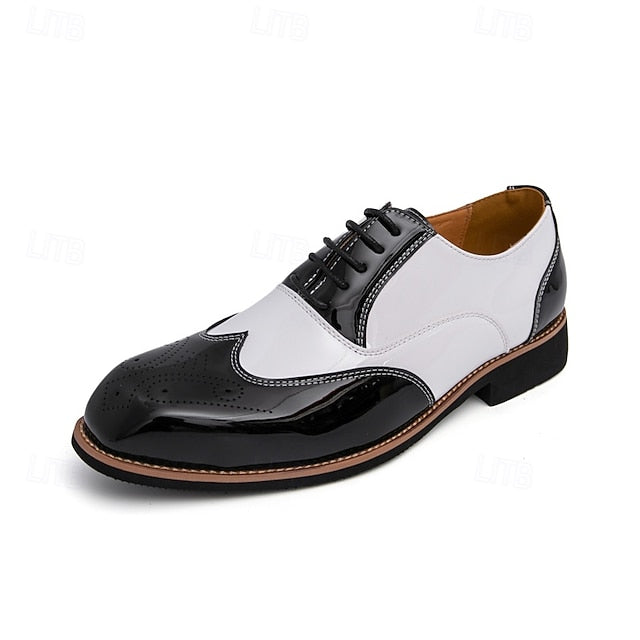 Men's and Black Patent Oxford with Leather Shoes Gold