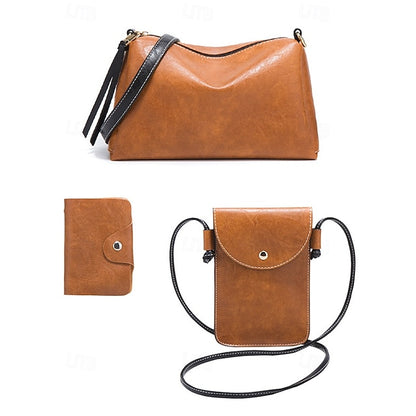 Faux Bag Women's Set Handbag 4-Piece – Leather Shoulder