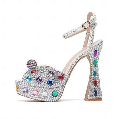Colorful – Rhinestone Sparkly Women's Sandals Platform