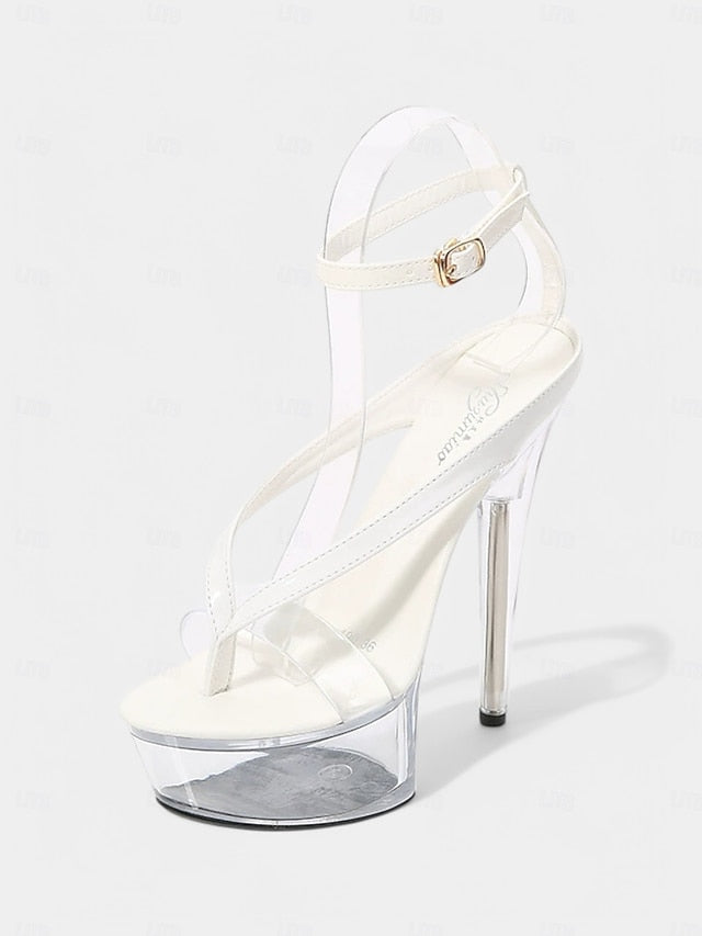 Sexy – Platform Nightclub Sandals Lavender Heel Clear