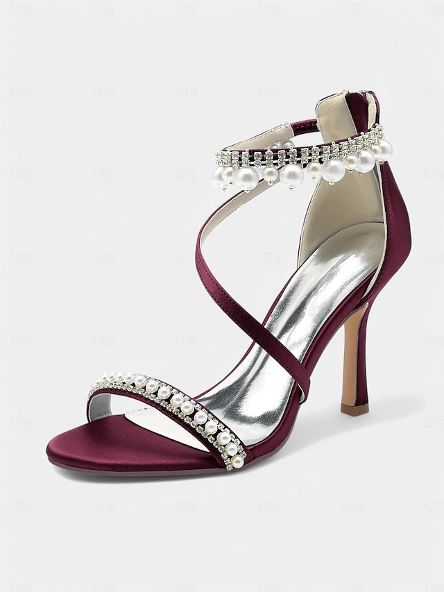 Satin Party Ankle Chic – Strap Pink Pointed-Toe Heels