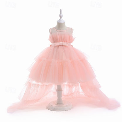 Kids Sleeveless Color Solid Party Girls' Dress Performance