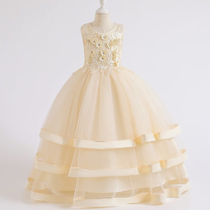 Wedding Solid Sleeveless Kids Colored Party Dress Girls'
