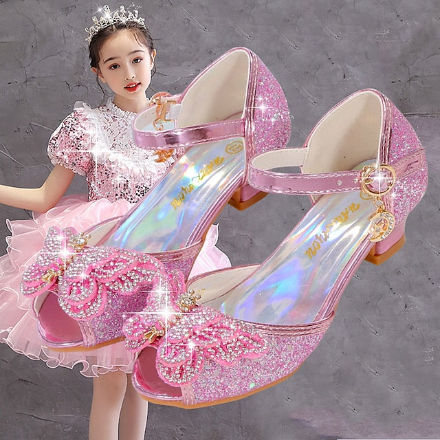 Shoes Glitter Princess Sparkly Bowknot Girls' Silver –