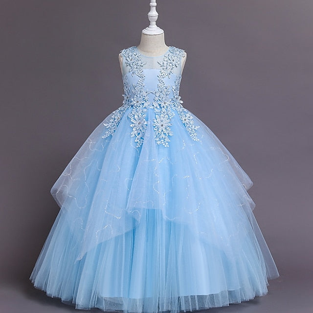 Dress Kids Solid Girls' Floral A Colored Line