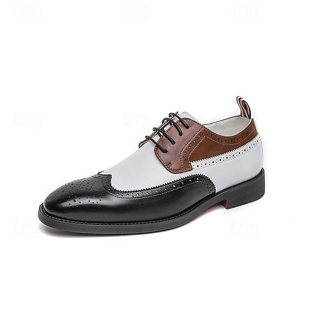 Shoes Tri-Color Brogue in Black Oxford Wingtip Men's