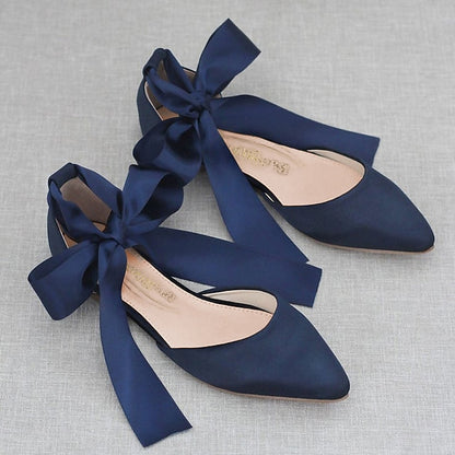 Flats Ribbon Tie Comfortable Satin – Women's Ballet