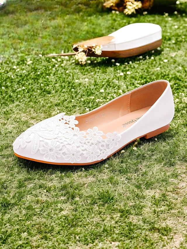 Brides Women's – Ballet Flats for Elegant White Lace