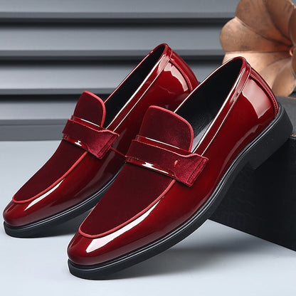 Velvet Men's – with Sleek Leather Loafers Faux Red Design