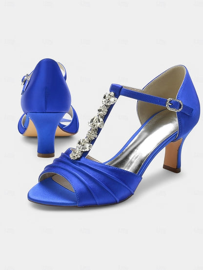 Crystal Bridal Open-Toe with Detail Heels Satin White –