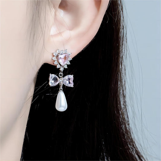 Bowknot Heart Earrings