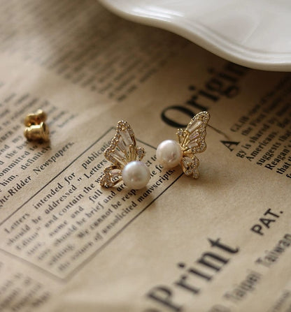 Butterfly Pearl Earrings