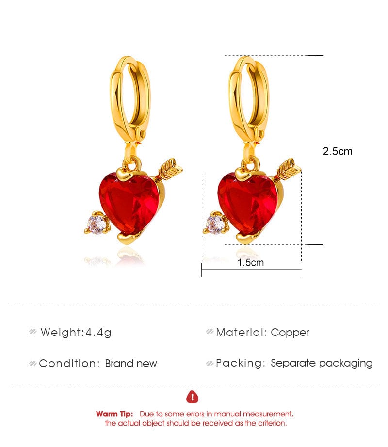 Cupid Arrow Heart Huggie Earrings