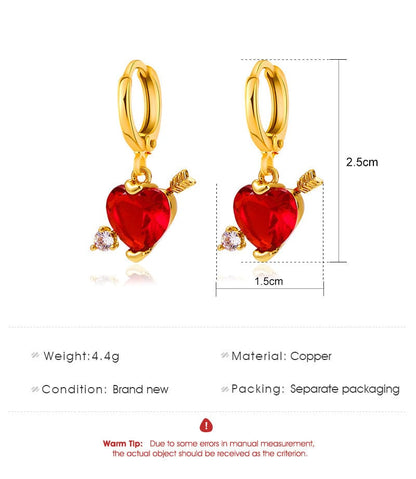 Cupid Arrow Heart Huggie Earrings