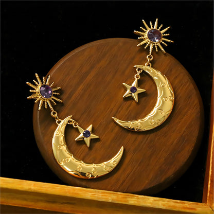 Sun Star Moon Phase Earrings