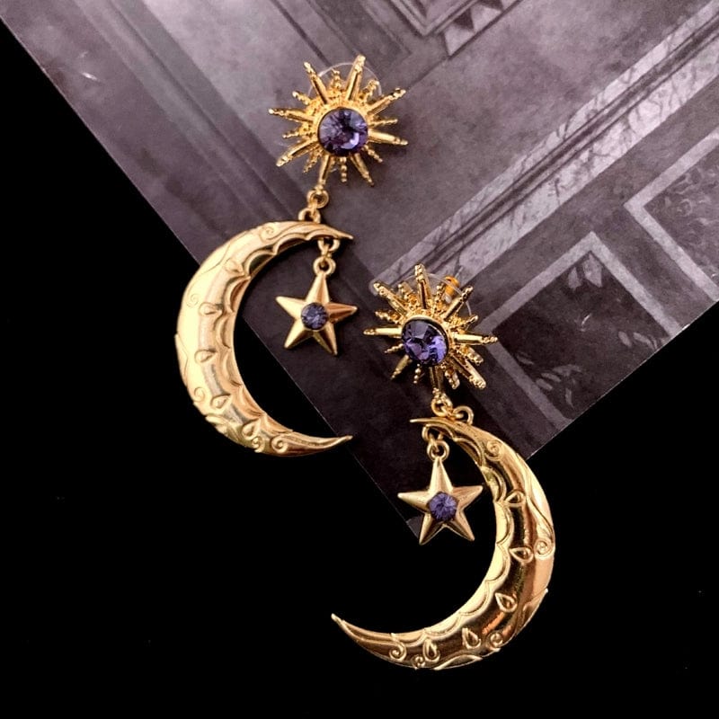 Sun Star Moon Phase Earrings