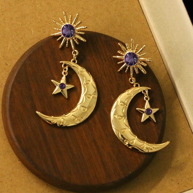 Sun Star Moon Phase Earrings