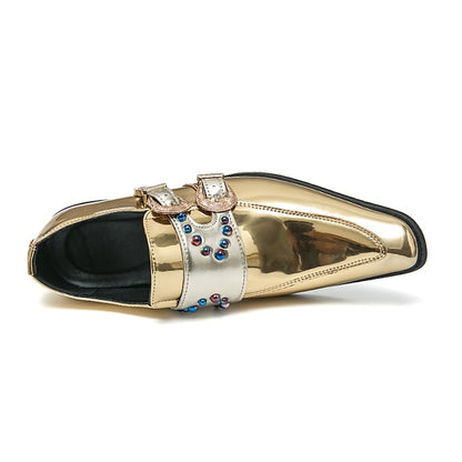 Shoes Men's Metallic Loafers Buckle Fashion Pink