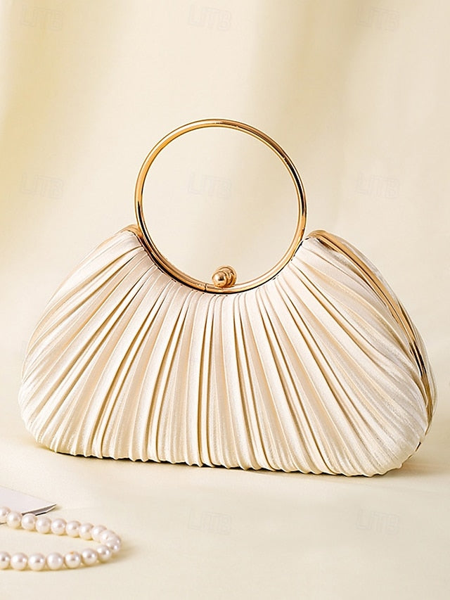 Ring Clutch Pleated - with Handle Elegant Gold Velvet Green