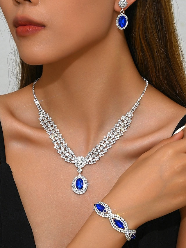 Set Women Jewelry – Green Elegant Necklace Luxury for Crystal