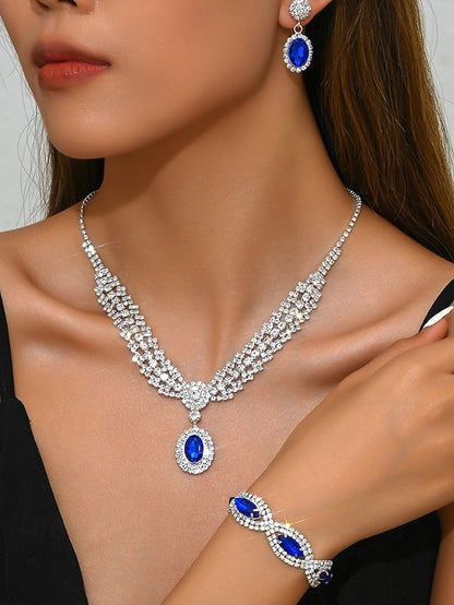 Set Women Jewelry – Green Elegant Necklace Luxury for Crystal