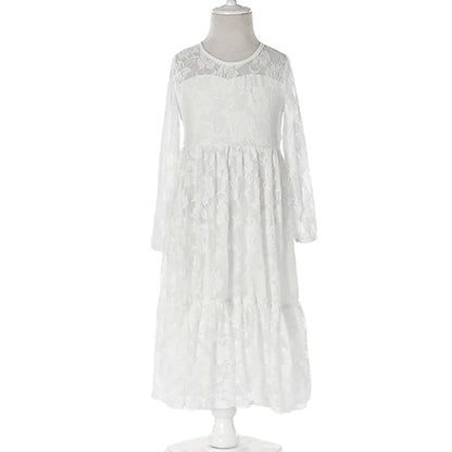 Girls' Flower Kids Solid Long Colored Girl Dress