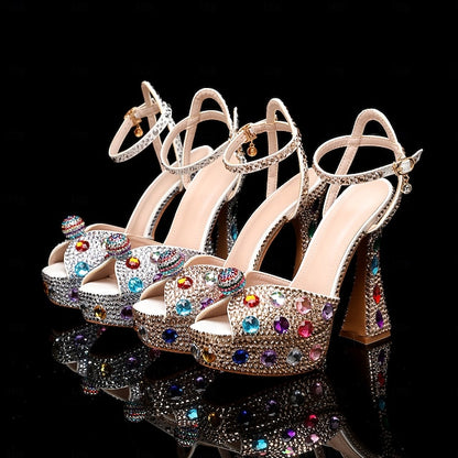 Colorful – Rhinestone Sparkly Women's Sandals Platform