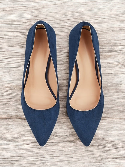 Classic Women's Pointed High Heels Heel Toe | Block Suede
