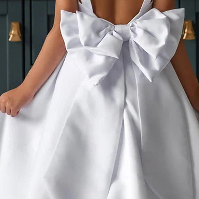 Girl Party Solid Kids Color Flower Girls' Dress