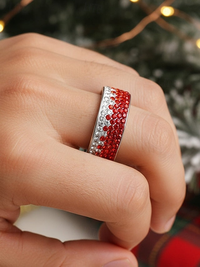 Stylish Stainless Steel Ring Men's Christmas Red –