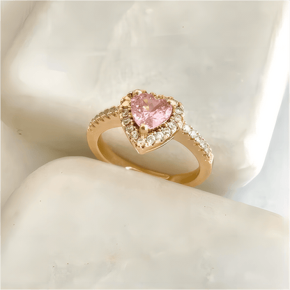 Cubic Zirconia Pink Heart Ring