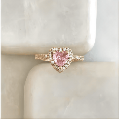 Cubic Zirconia Pink Heart Ring