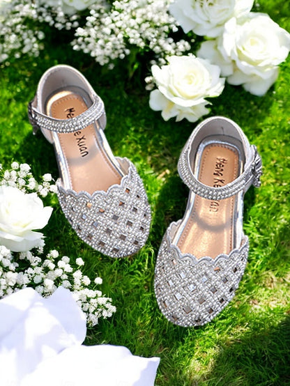 �?Shoes Girls' Rhinestone Jane Mary Sparkly Scalloped