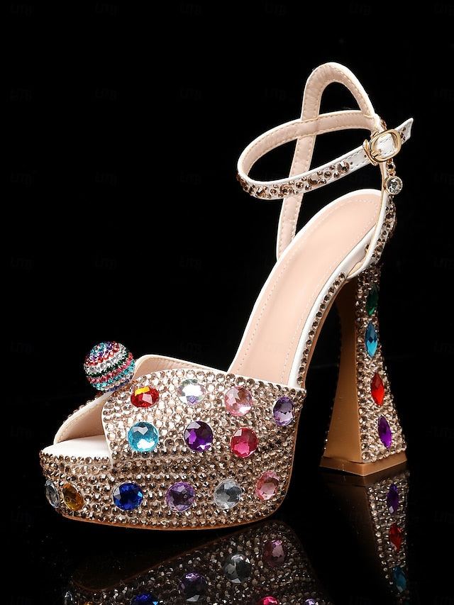 Platform with Women's Rhinestone Sandals Matching High Heel