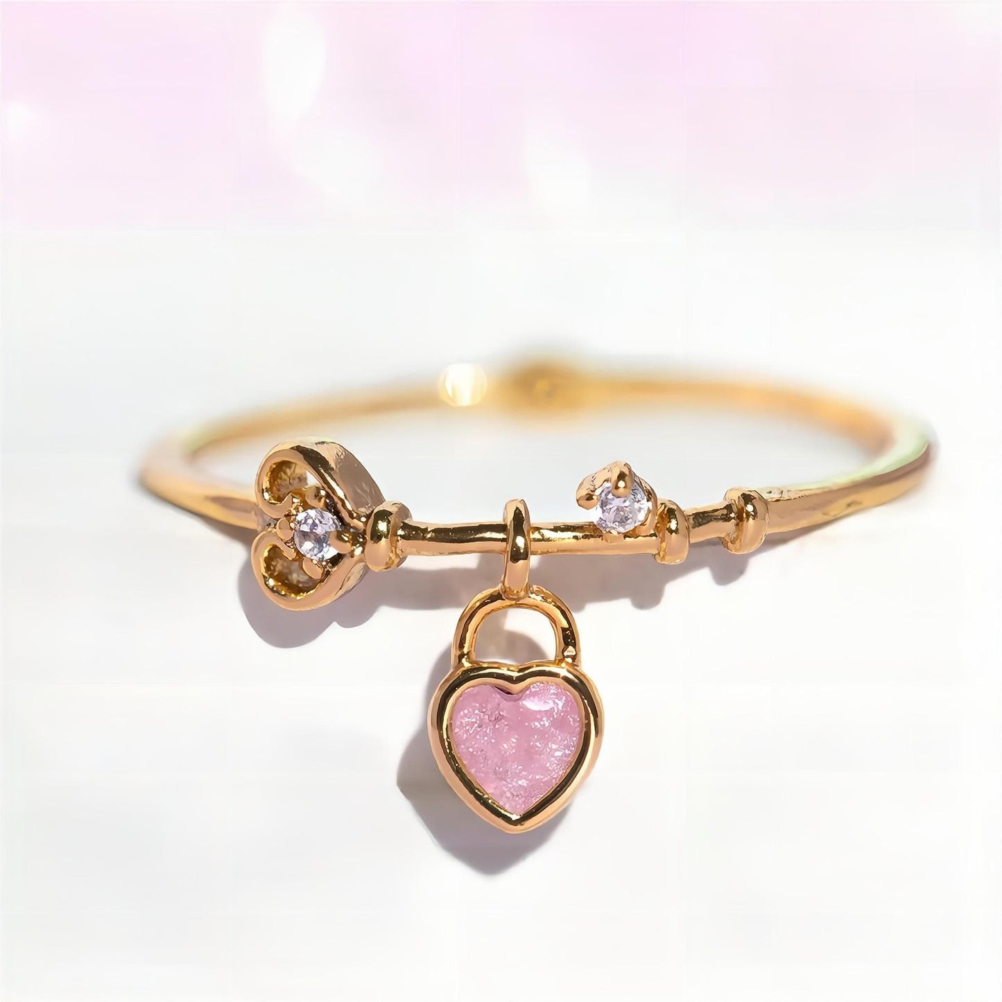 Crystal Heart Lock Ring