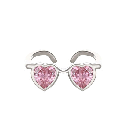 Heart Sunglasses Crystal Love Ring