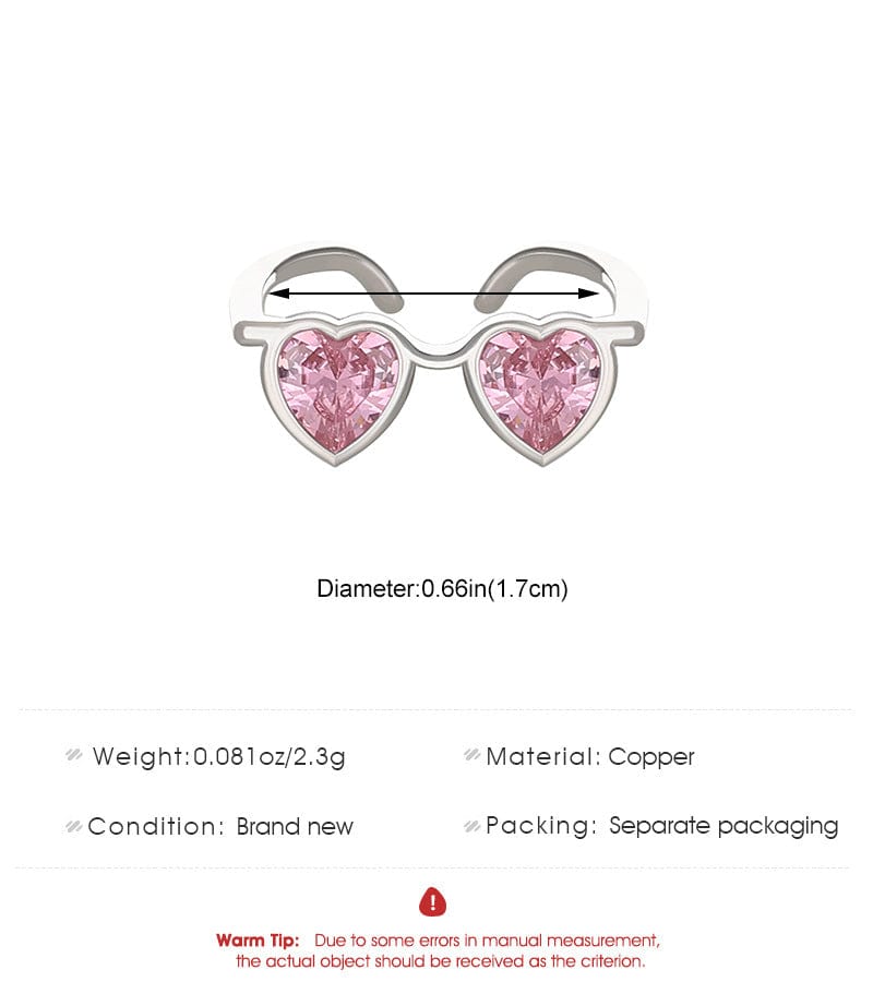 Heart Sunglasses Crystal Love Ring