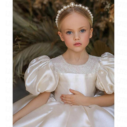 Flower Party Color Dress Solid Long Girls' Girl Kids