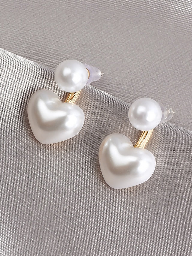 Heart-Shaped Earrings Pearl – Romantic Minimalist Elegant Drop