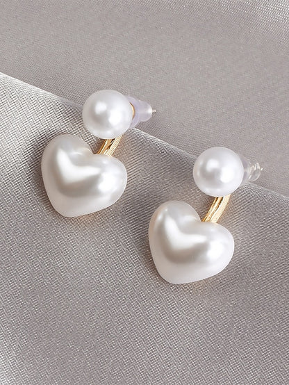 Heart-Shaped Earrings Pearl – Romantic Minimalist Elegant Drop