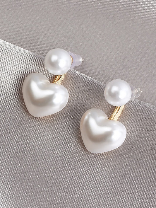 Heart-Shaped Earrings Pearl – Romantic Minimalist Elegant Drop