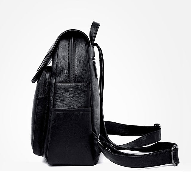 Faux Backpack Leather with Women's Burgundy Flap Closure