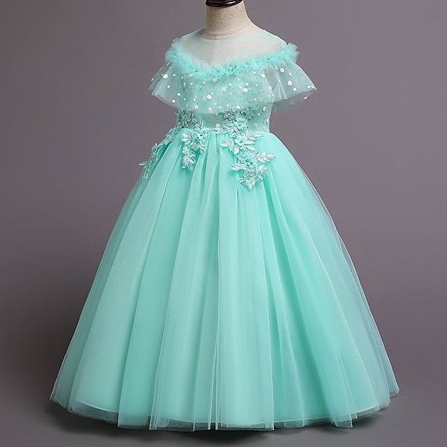 Color Dress Flower Kids Solid Girls' Girl Party