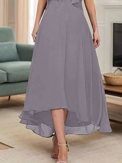 the Dress Elegant of Simple A-Line Neck Mother V Bride