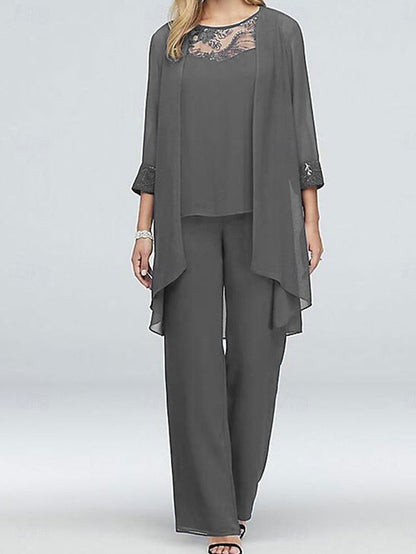 3 Elegant Neck Dress of Mother Vintage Piece Crew Bride the